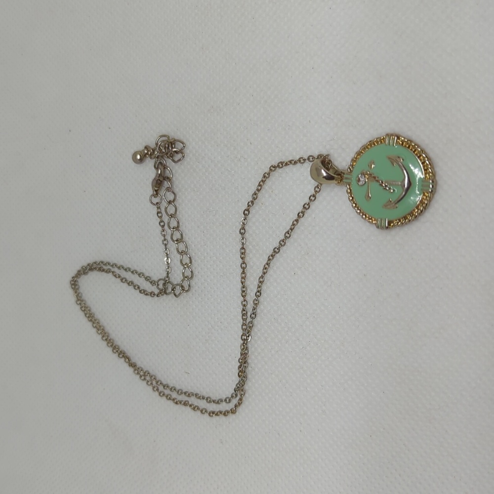Turquoise Enamel Anchor necklace